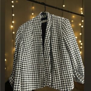 Black and White Houndstooth Blazer